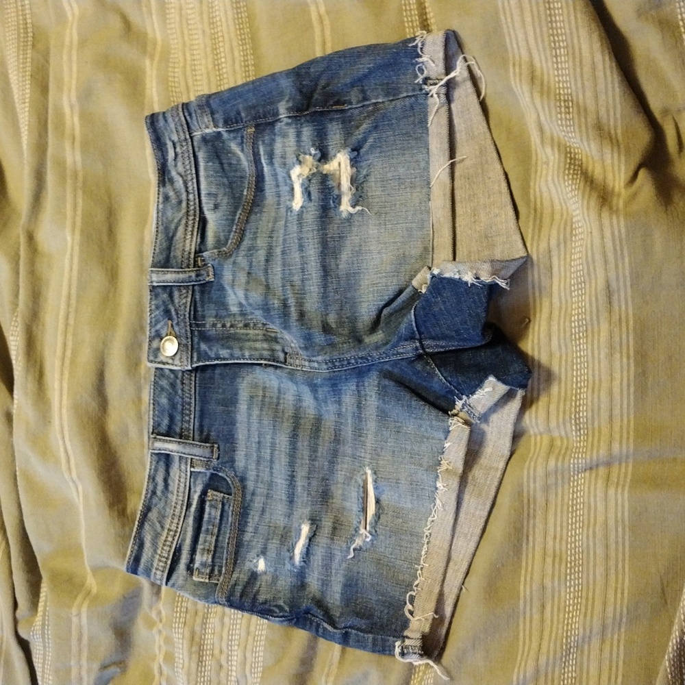 Studio Blue Denim Shorts Distressed Dark Wash Size 27